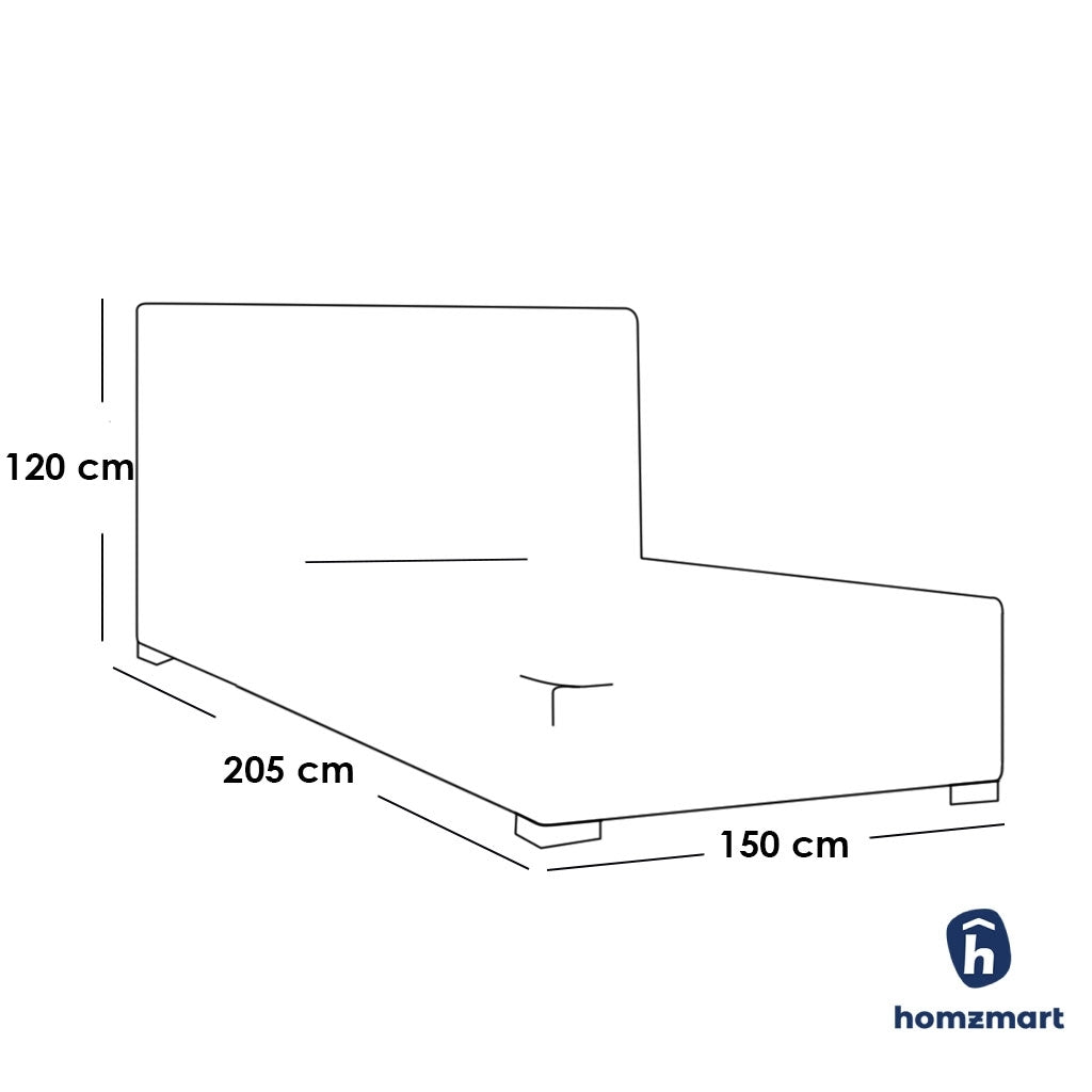 Counter Wood and Velvet Fabric Queen Bed 205x150x120 cm - Off White