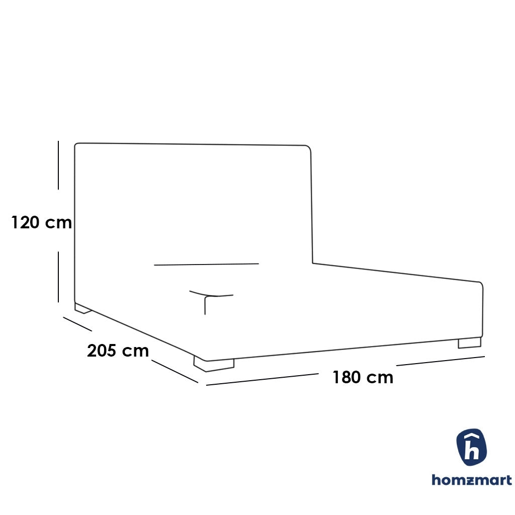 Natural Wood and Velvet Fabric Super King Bed 205x180x120 cm - Beige