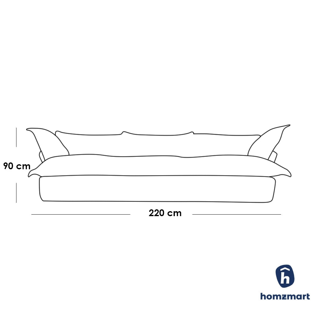 Natural Wood and Linen Fabric 3 Seaters Sofa - Beige