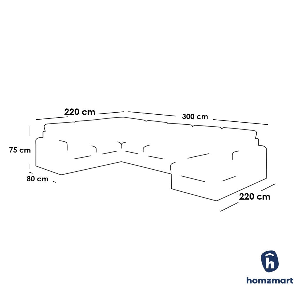 Natural Wood and Velvet U-Shape Sofa - Beige