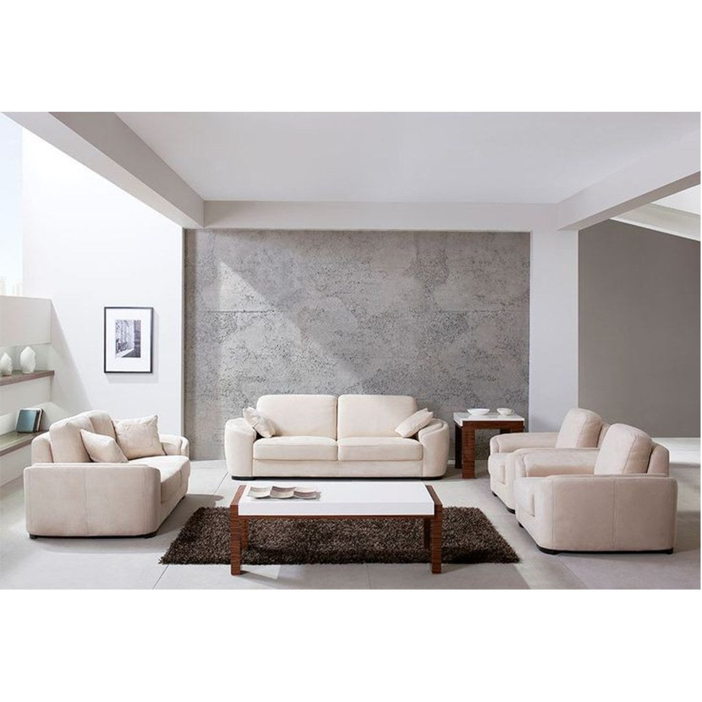 Natural Wood Living Room 4 Pieces - Beige