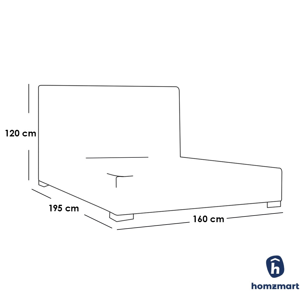 Natural wood and European union wood and Velvet Fabric King Bed 120×160×195 cm - Beige