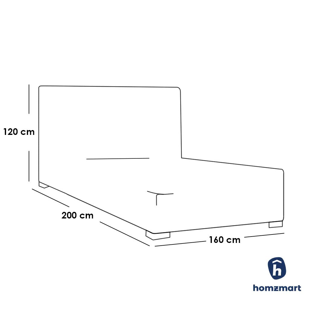 Natural Wood and Hammer Velvet King Bed 120 x160x200cm - Light Beige