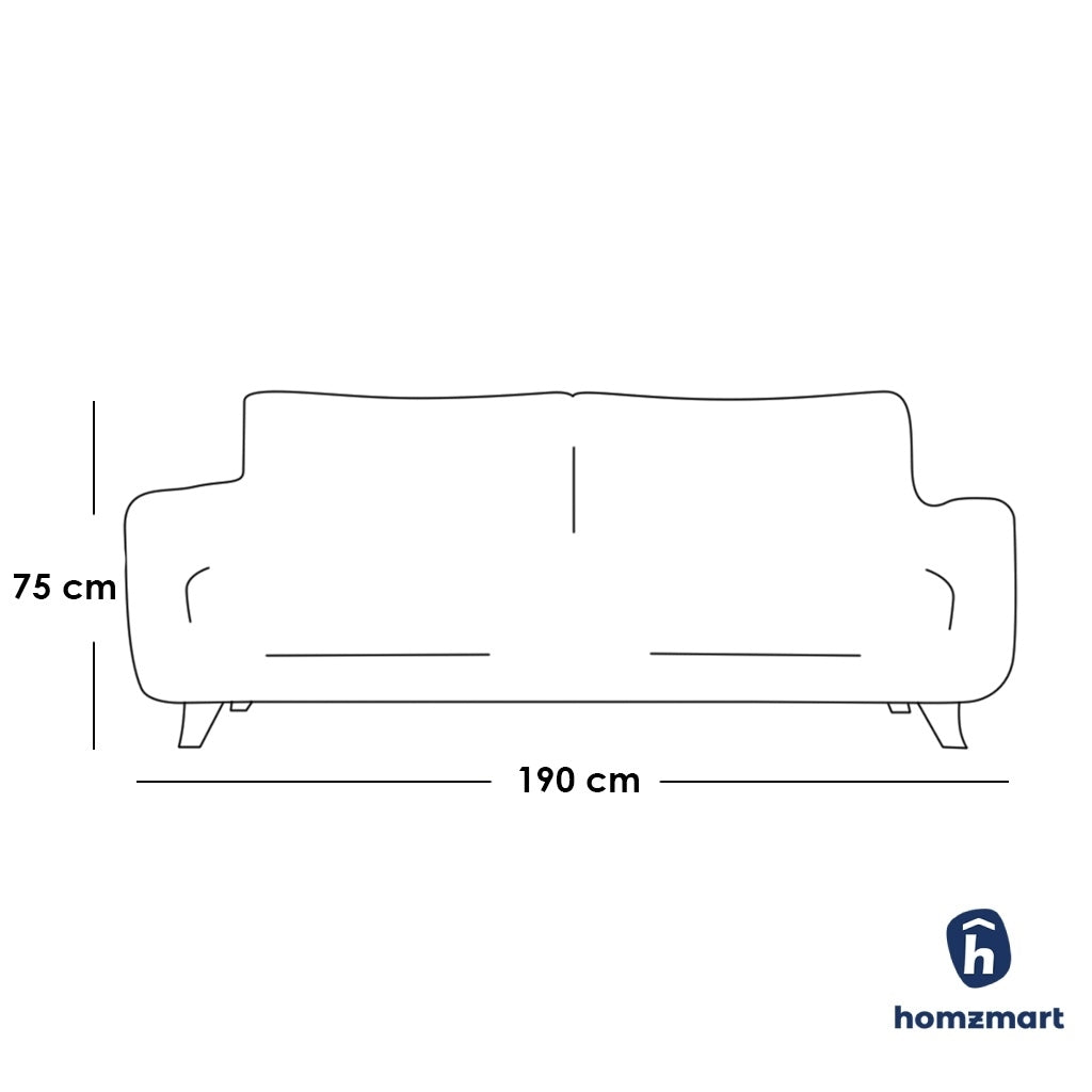 Beech Wood and Linen Fabric 2 Seaters Sofa - Grey