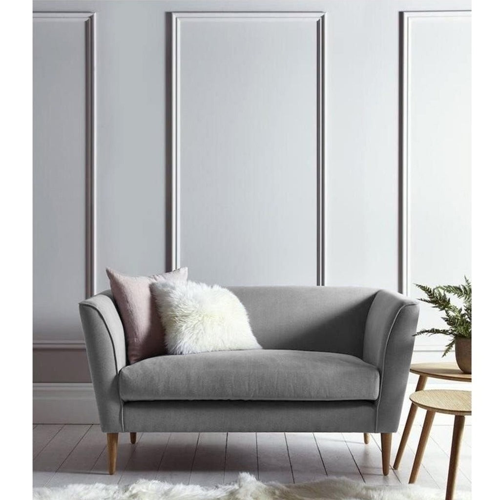 Beech Wood and Linen Fabric 2 Seaters Sofa - Grey