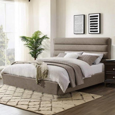 Natural wood and European union wood and Velvet Fabric Single Bed 120×120x195 cm - Beige