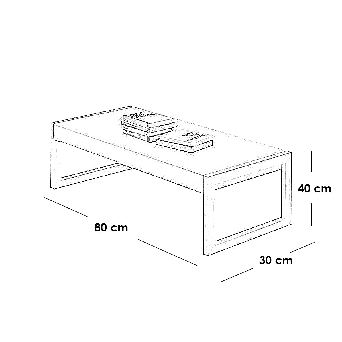 MDF Coffee table White - 40×30×80 cm