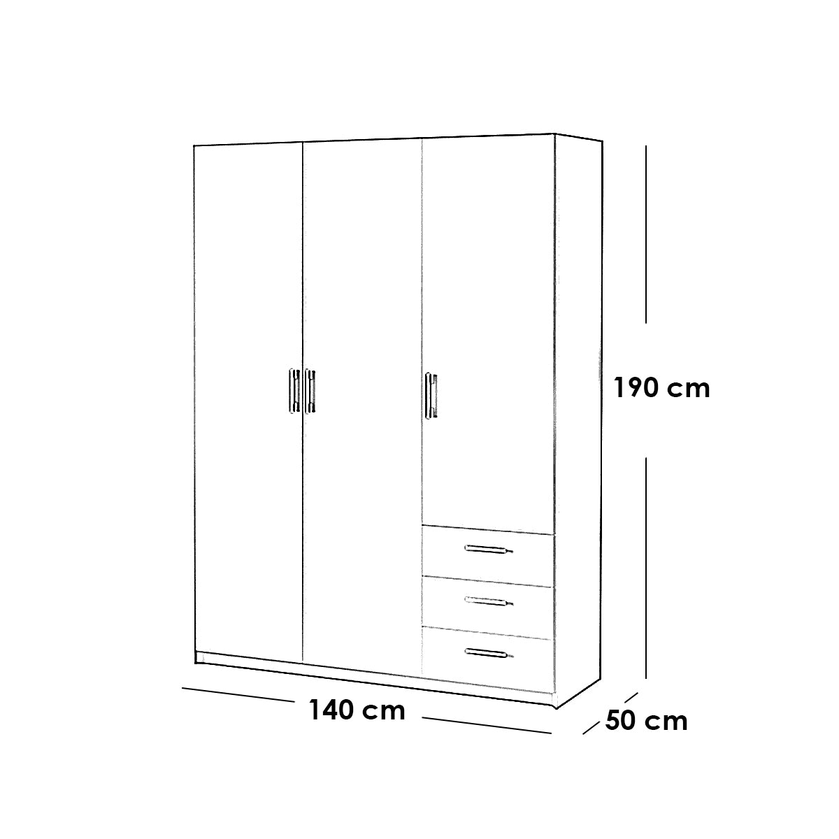 Wardrobe 190x50x140 cm - Black