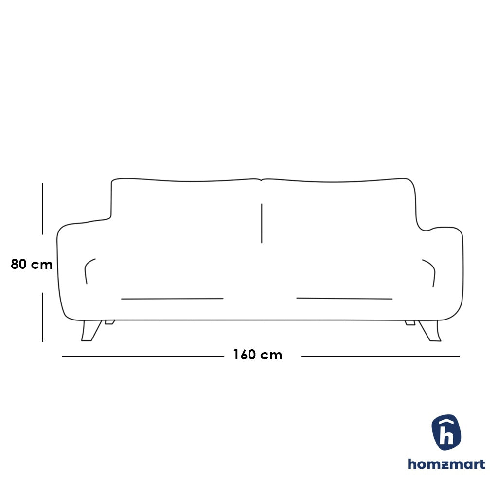 Natural Wood and Velvet Fabric 2 Seater Sofa - Grey