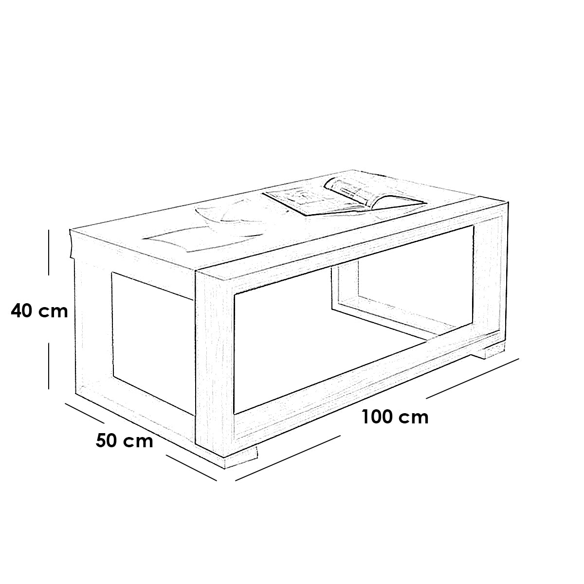 Spanish MDF Beige and White Center Table - 100 × 50 × 40 cm