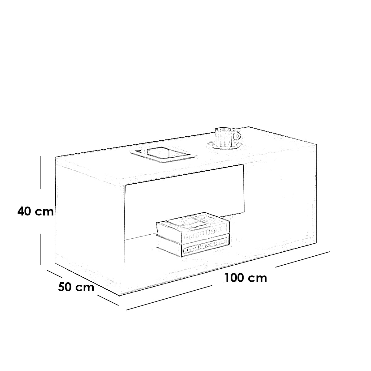 MDF coffee table White - 100 x 50 x 40 cm