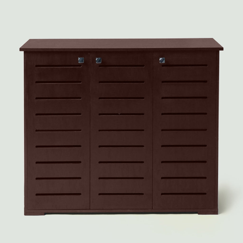 MDF Wood Shoe Storage 3 Shelves Brown - 100x120x40 cm