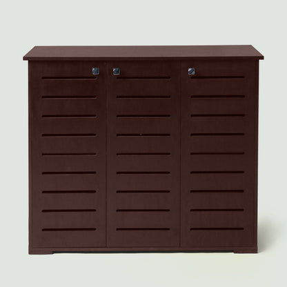 MDF Wood Shoe Storage 3 Shelves Brown - 100x120x40 cm