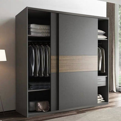 European Union Wood Wardrobe 2 Shutters Grey and Brown - 200×160×60 cm