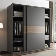 European Union Wood Wardrobe 2 Shutters Grey and Brown - 200×160×60 cm