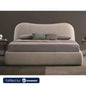 Natural wood and European union wood and Velvet Fabric King Bed 120×160×195 cm - Beige