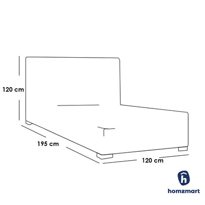 Natural wood and European union wood and Velvet Fabric Single Bed 120x120x195 cm - Grey
