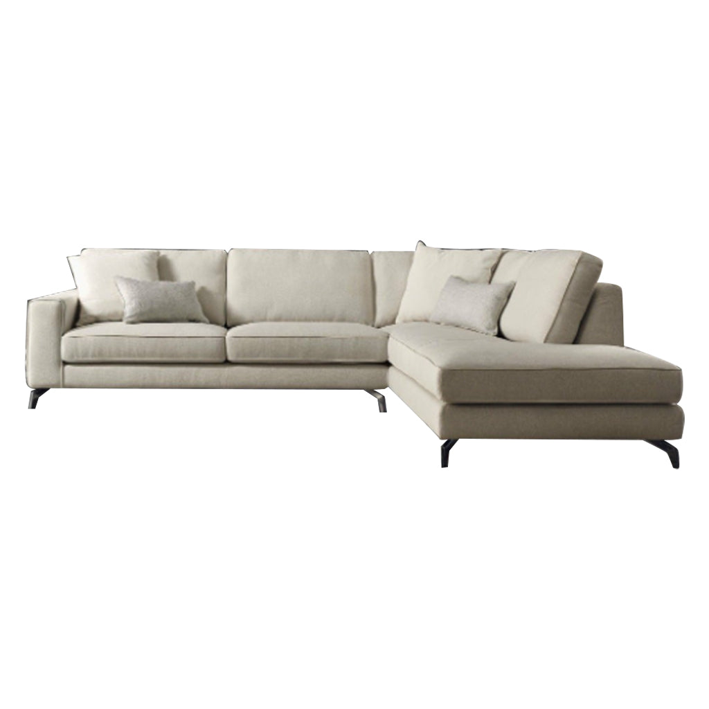 Natural Wood L-Shape Sofa - Beige