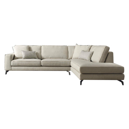 Natural Wood L-Shape Sofa - Beige