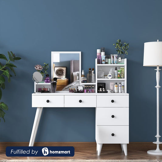 European Union Wood Makeup Vanity White -126×118×40 cm