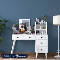 European Union Wood Makeup Vanity White -126×118×40 cm