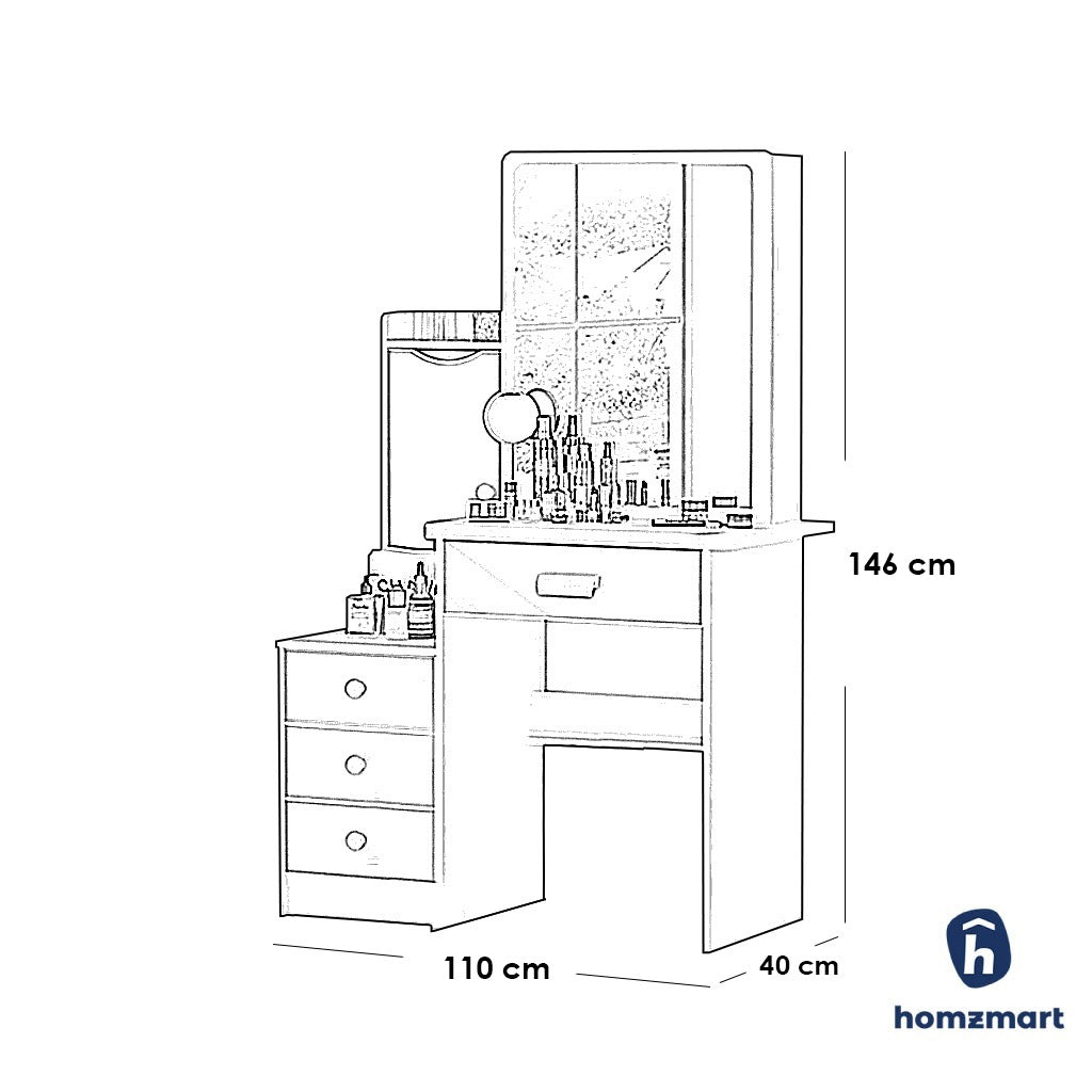 European Union Wood Makeup Vanity White and Grey - 146x110x40 cm