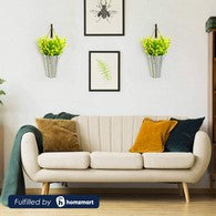 Natural Wood and Velvet Fabric 2 Seaters Sofa - Light Beige