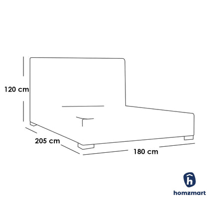 Natural Wood and Velvet Fabric Super King Bed 205x180x120 cm - Beige