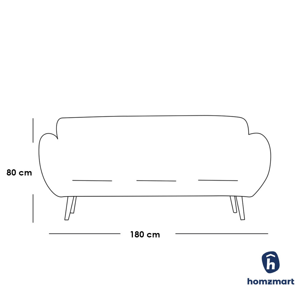 Natural Wood and Velvet Fabric 2 Seaters Sofa - Light Beige