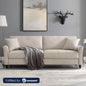 Natural Wood and Velvet Fabric 2 Seater Sofa - Beige