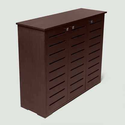 MDF Wood Shoe Storage 3 Shelves Brown - 100x120x40 cm