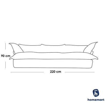 Natural Wood and Linen Fabric 3 Seaters Sofa - Beige
