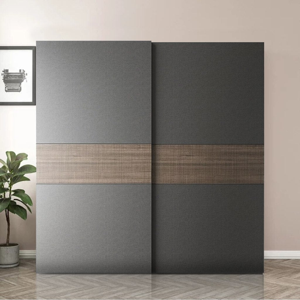 European Union Wood Wardrobe 2 Shutters Grey and Brown - 200×160×60 cm
