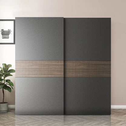 European Union Wood Wardrobe 2 Shutters Grey and Brown - 200×160×60 cm