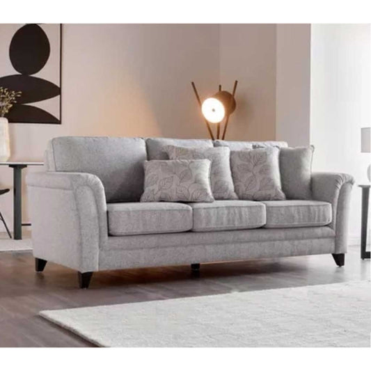 Beech Wood And Linen  3 Seaters Sofa - Grey