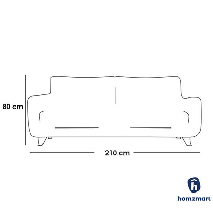 Natural Natural Wood and Linen Fabric 3 Seater Sofa - Off White