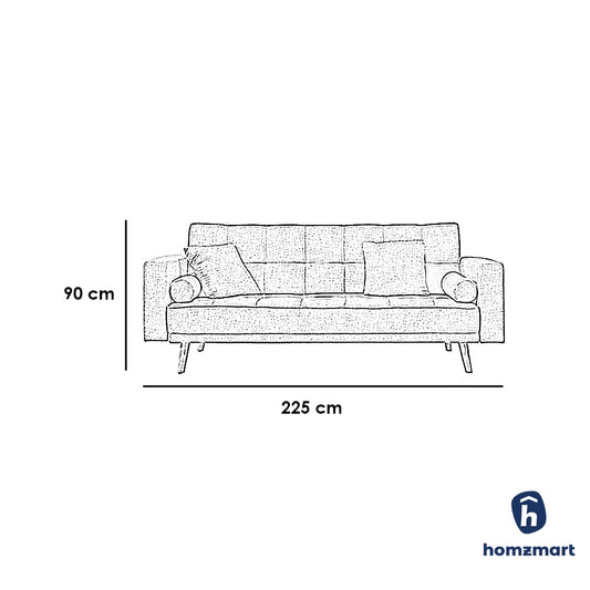 Natural wood and Velvet Fabric Sofa Bed - Grey