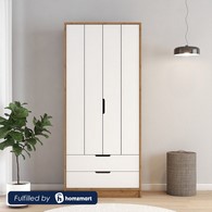 European Union Wood Wardrobe Shutter White and Beige -180×80×50 cm