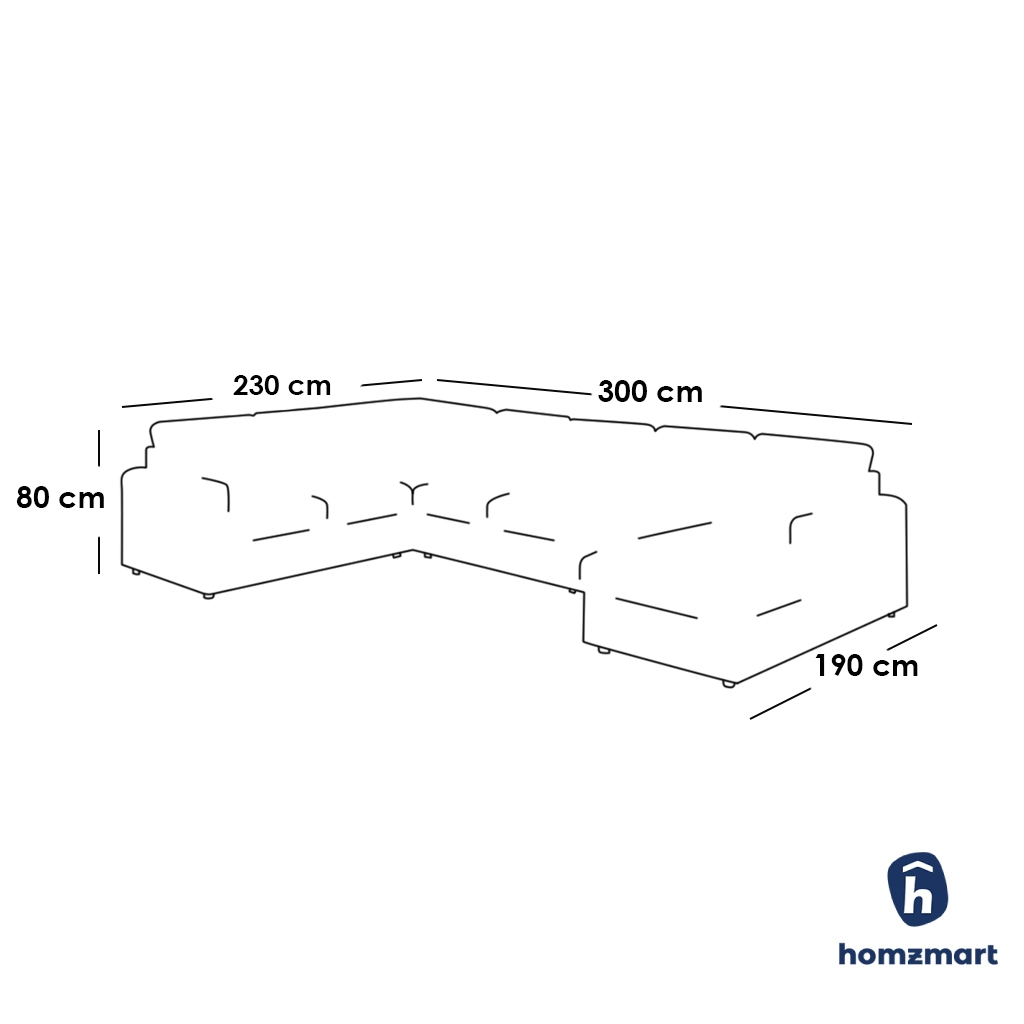 Natural Wood and Linen  U-Shape Sofa - Grey