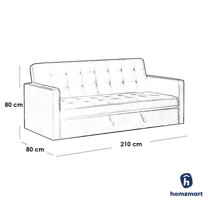 Natural wood and Linen Sofa Bed - Off-white