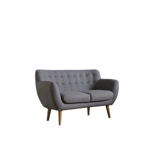 Natural Wood and and linen Modern 2 Seats Sofa - Grey