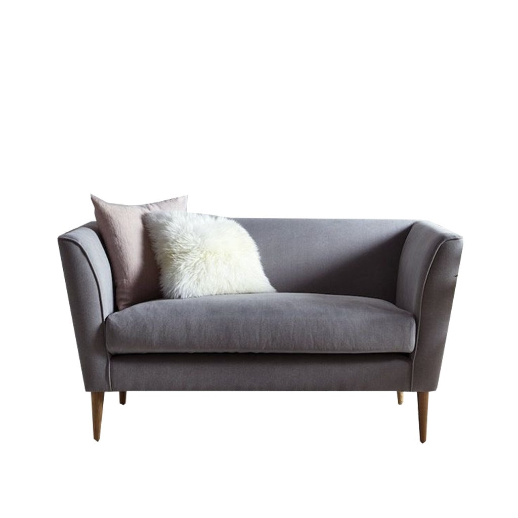 Natural Wood 2 Seaters Sofa - Grey