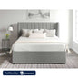 Natural wood and European union wood and Velvet Fabric Queen Bed 120x150x195 cm - Grey