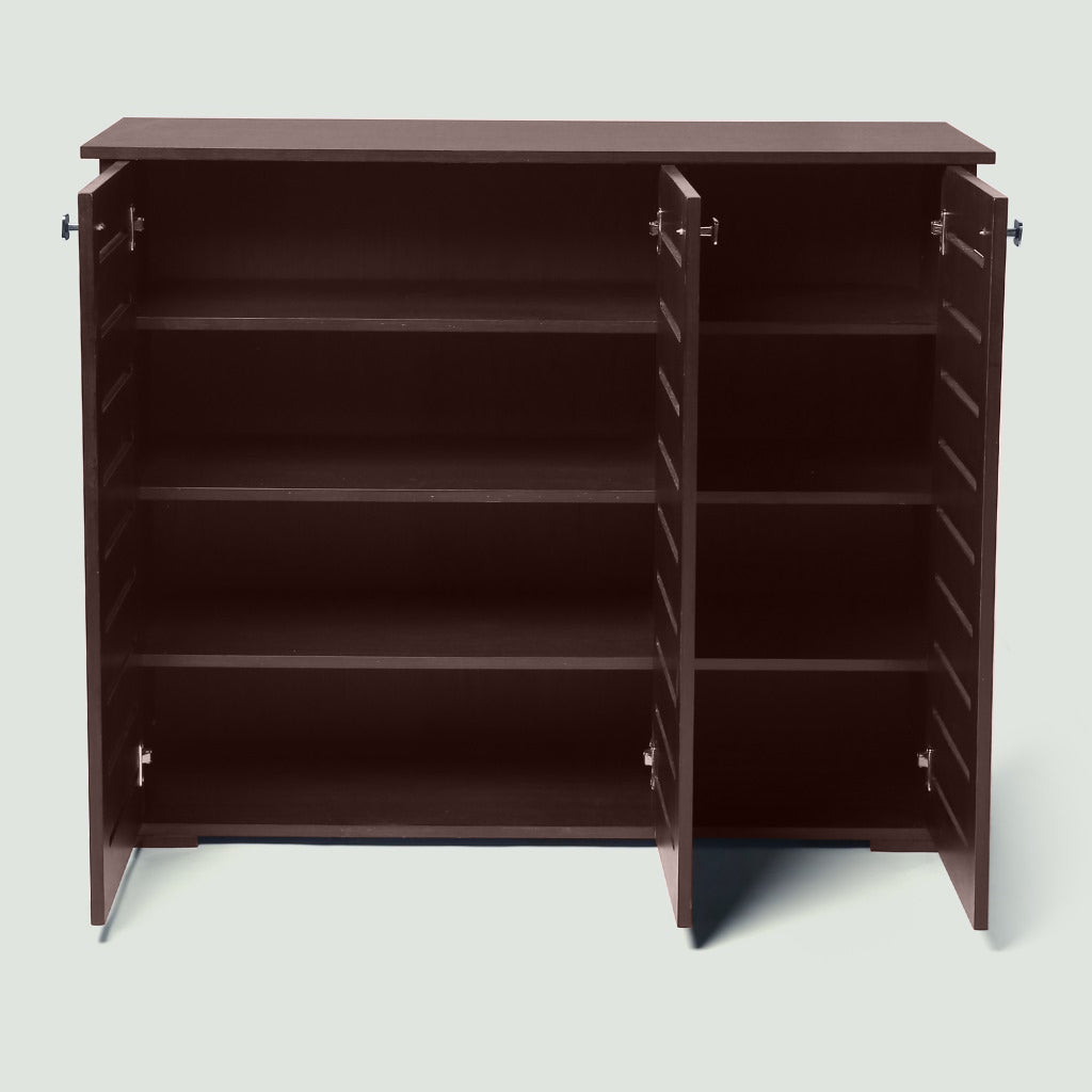 MDF Wood Shoe Storage 3 Shelves Brown - 100x120x40 cm