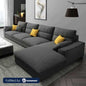Natural Wood L-Shape Sofa - Grey - 280×180×80×90 cm