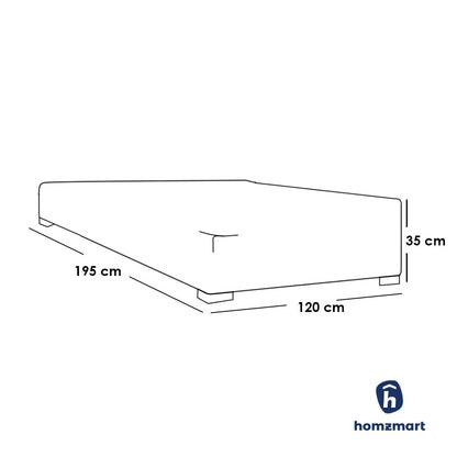 Natural wood and European union wood and Linen Single Bed 120×195×35 cm - Grey