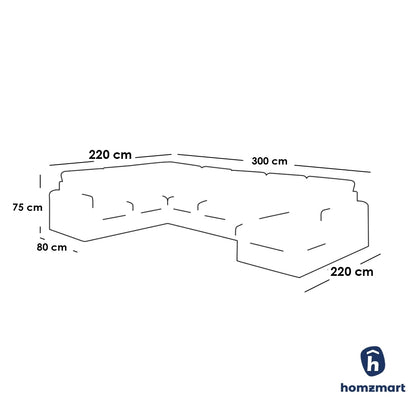 Natural Wood and Velvet U-Shape Sofa - Beige