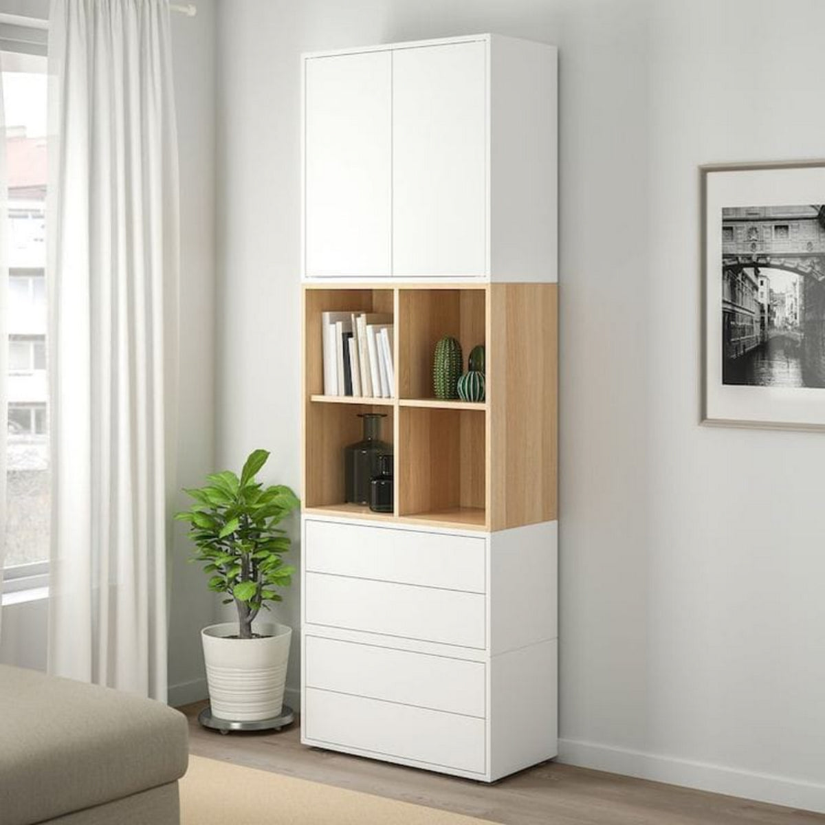 MDF Display Unit Beige and White - 180 × 30 × 100 cm