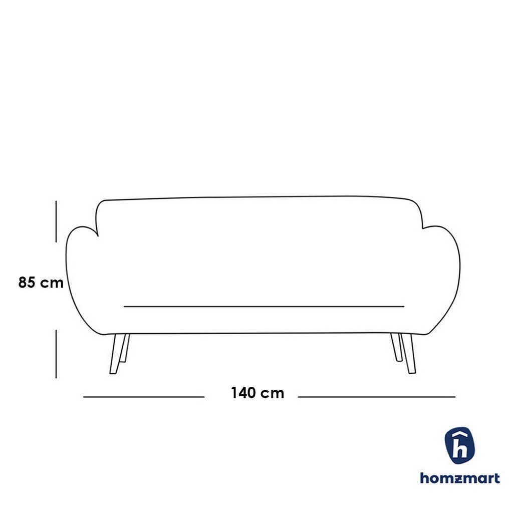 Natural Wood 2 Seaters Sofa - Grey