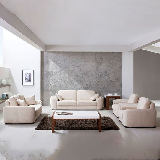 Natural Wood Living Room 4 Pieces - Beige